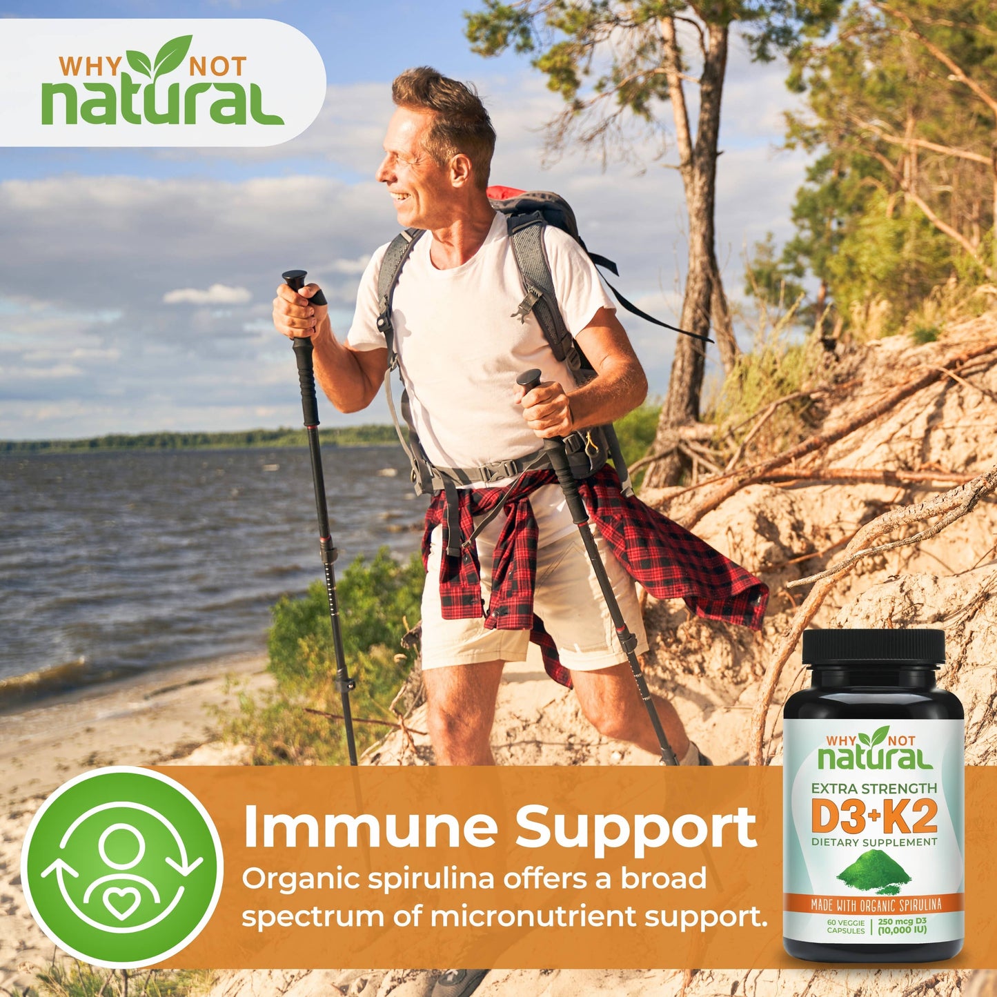 Vitamin D3 K2 (MK-7) with Organic Spirulina