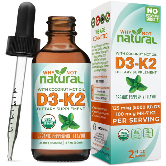 Organic Vitamin D3 Liquid Drops with K2 (MK-7)